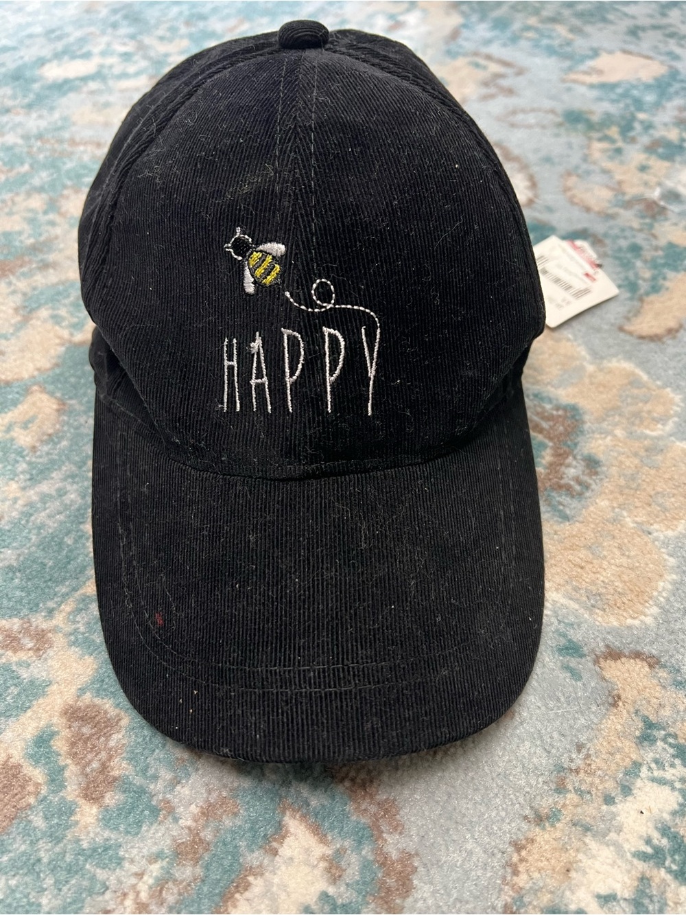 Altar'd State Black 'Happy' Embroidered Bee Baseball Cap